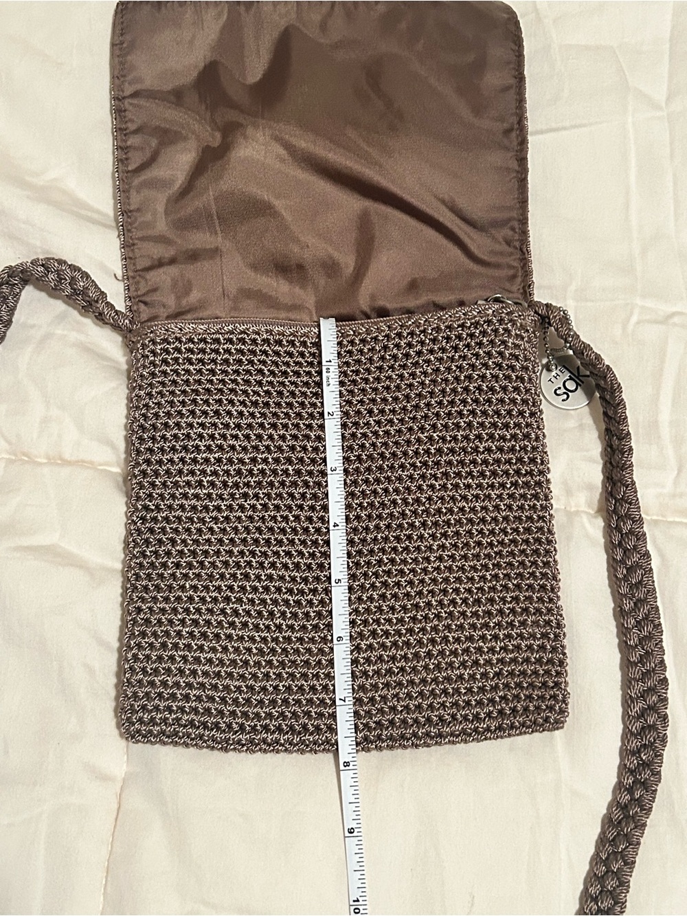 The Sak Brown Crochet Crossbody Bag with Braided Strap - Picture 6 of 8